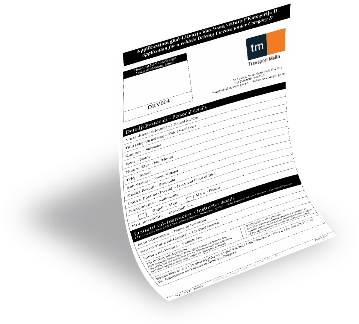 LEARNER'S PERMIT APPLICATION VZ Lines